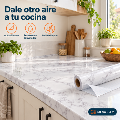 Revestimiento Autoadhesivo Efecto Mármol (60cmx3M)